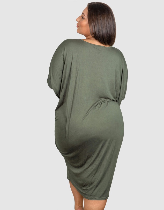 B Free Intimate Apparel - Plus Size Bamboo V Neck Draped Dress