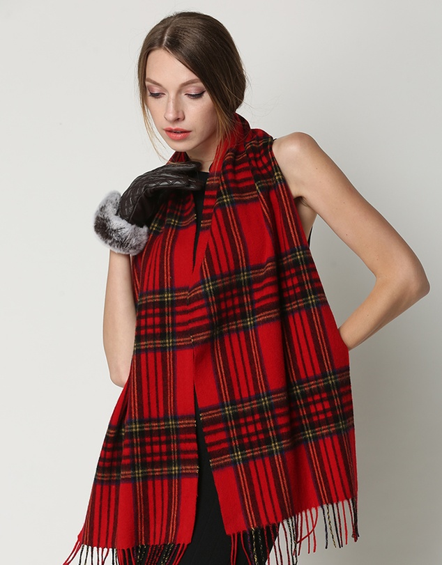 Ozwear Connection Uggs - Ugg 100% Wool Scarf Check Red and Navy