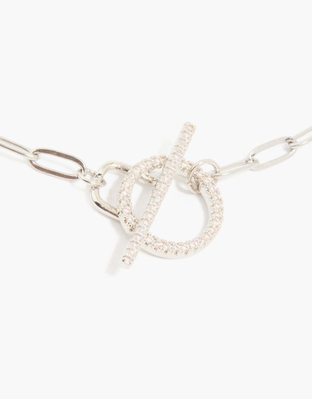 Lovisa - Waterproof Stainless Steel Cubic Zirconia T-Bar Necklace