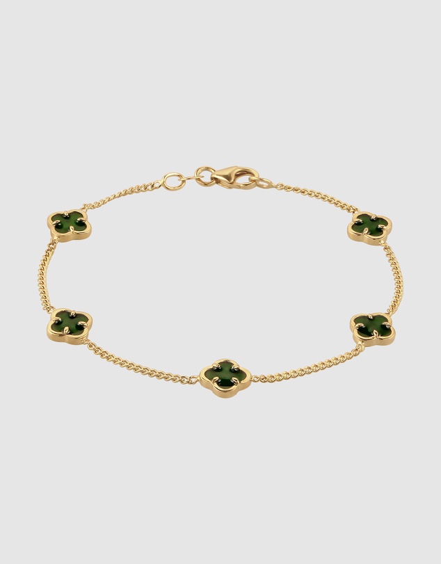 Elli Jewelry - Bracelet Cloverleaf Symbol 925 Sterling Silver Gold-Plated