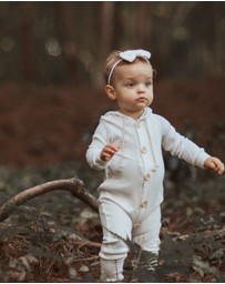 WITH LOVE FOR KIDS - Basics Thick Ribbed Hooded All In One - Babies
