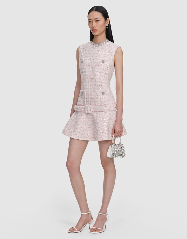 Self Portrait - Sequin Boucle Belted Mini Dress