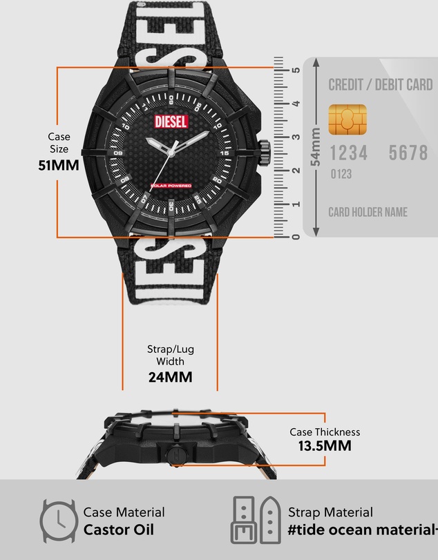 Diesel - Framed Black Analogue Watch