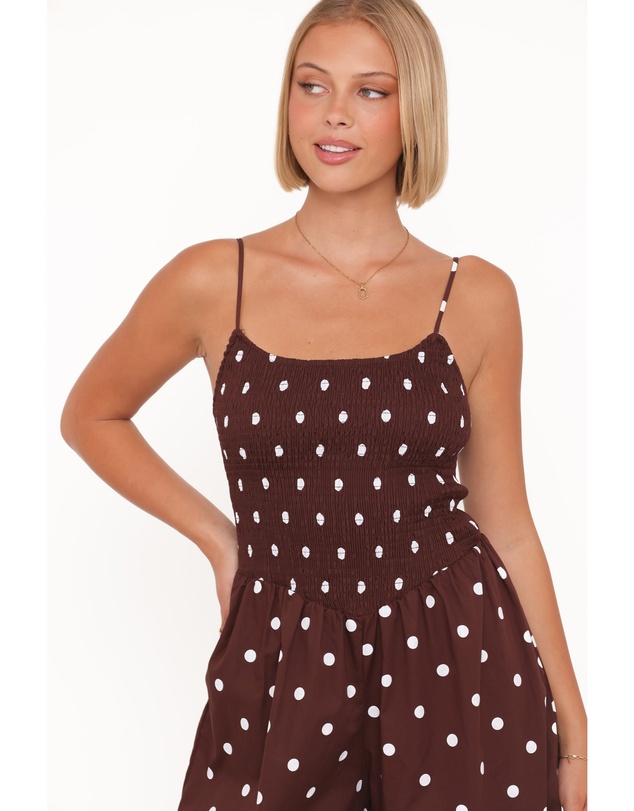 Petal & Pup - Paloma Jumpsuit - Chocolate Polka Dot