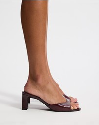 Atmos&Here - Hazel Crinkle Leather Peep Toe Heels