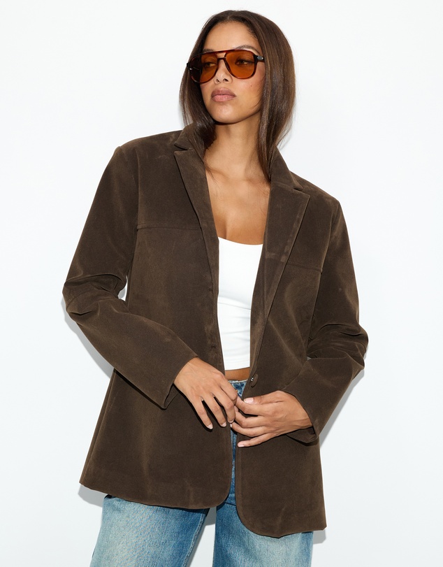 Dazie - Hallie Faux Suede Tailored Blazer