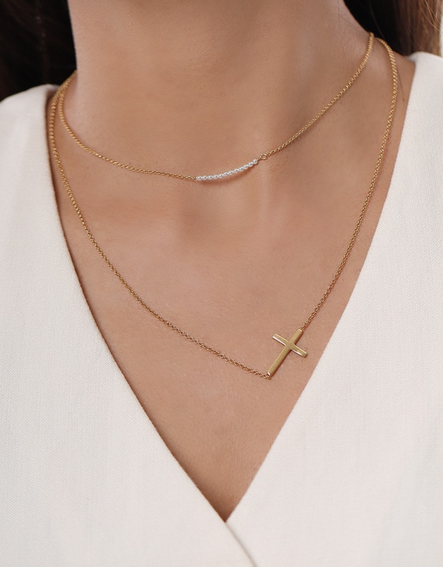 Elli Jewelry - Necklace Cross Pendant 925 Sterling Silver Gold-Plated