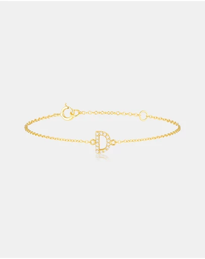 The Silver Collective - A-Z Letter Bracelet - D