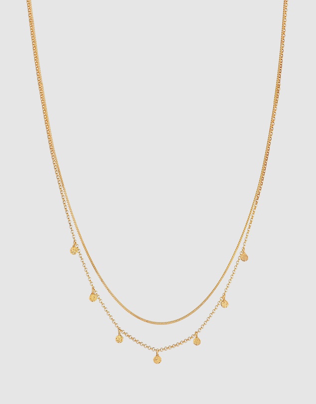 Elli Jewelry - Hammered Tag Layered Necklace in Gold-Plated 925 Silver