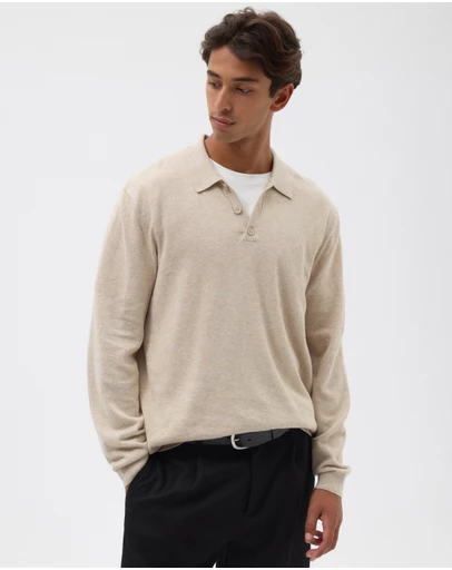 AERE - Premium Linen Blend Relaxed Knit Polo