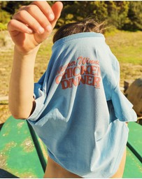 Skwosh - Chicken Dinner Kids Slang Tee in Light Blue
