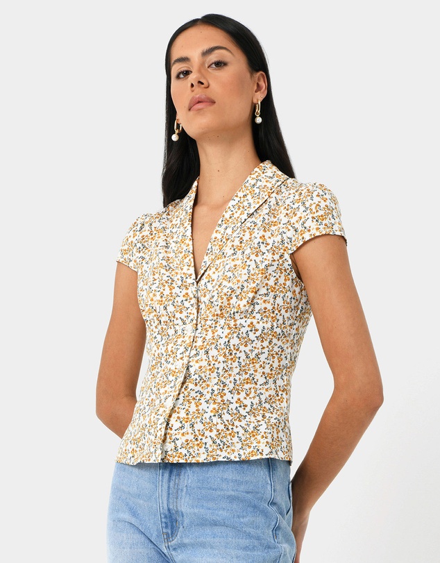 Forcast - Roxanne Floral Cap Sleeve Top