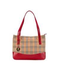 Pre-Loved by Azura Reborn - Pre-Loved burberry Checked Tote Bag with Leather Trim