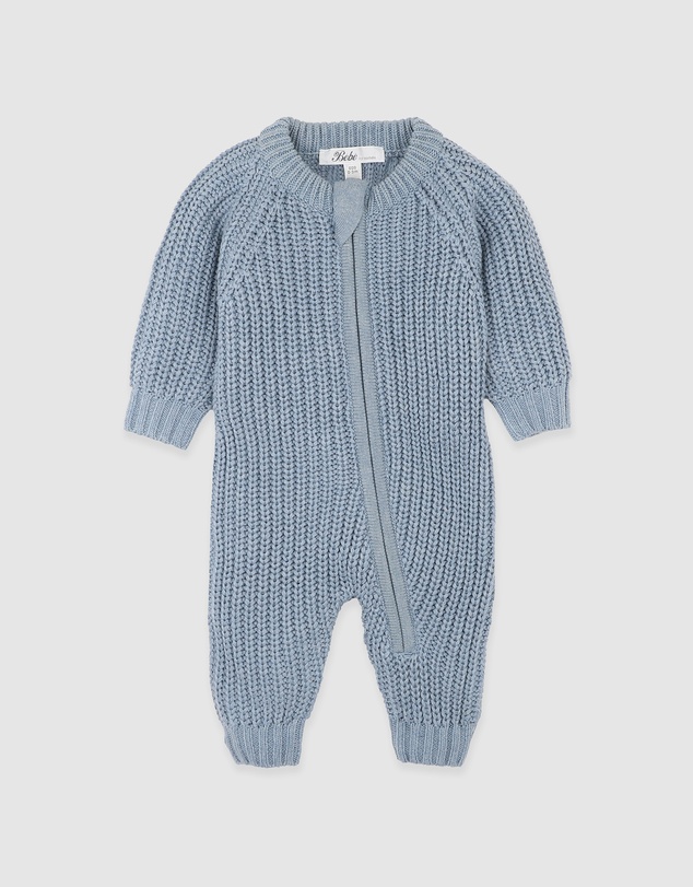 Bebe by Minihaha - Blue Knitted Zip Romper