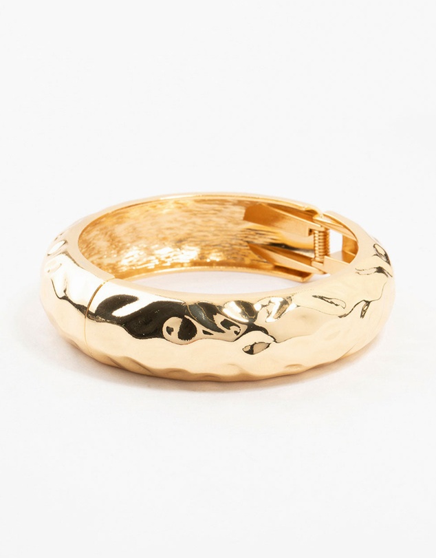 Lovisa - Gold Plated Hammered Wide Bangle