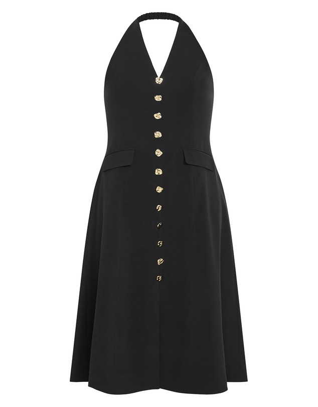 City Chic - Plus size Tori Halter Midi Dress - black