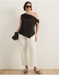 Atmos&Here Curvy - Eriselle Off Shoulder Satin Top