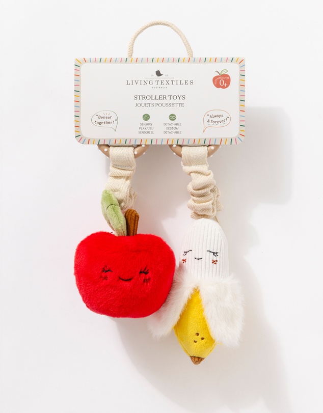 Living Textiles - 2 Pack Mini Market Brunch Stroller Toys - Apple & Banana