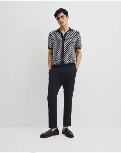 Country Road - Cotton Short Sleeve Geometric Knit Shirt