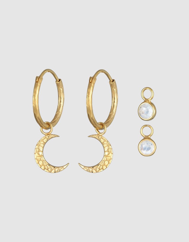 Elli Jewelry - The Moon Hoop Earrings Set in Gold-Plated 925 Silver
