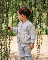 Kynd Baby - Knit Bunny Cardigan in Snow Marle