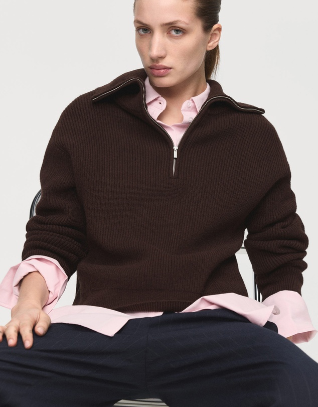 M.N.G - Sweater With Contrasting Zip Collar