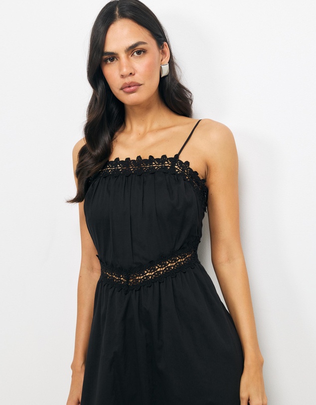 AERE - Cleo Lace Trim Cotton Maxi Dress