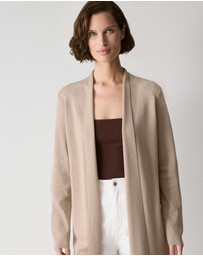 Trenery - Merino Longline Cardigan in Biscuit
