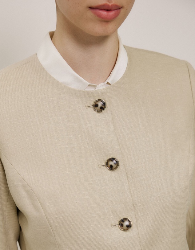 Trenery - Textured Collarless Jacket in Clay