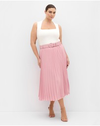 City Chic - Plus size Petra Pleat Midi Skirt - dusty rose