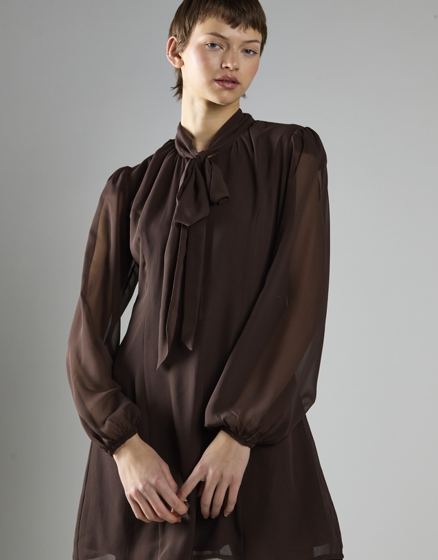 Glamorous - Long Puff Sleeve High-Neck Mini Dress