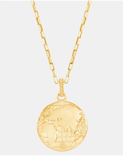 Dower & Hall - Men's One World Talisman Necklace In Gold Vermeil