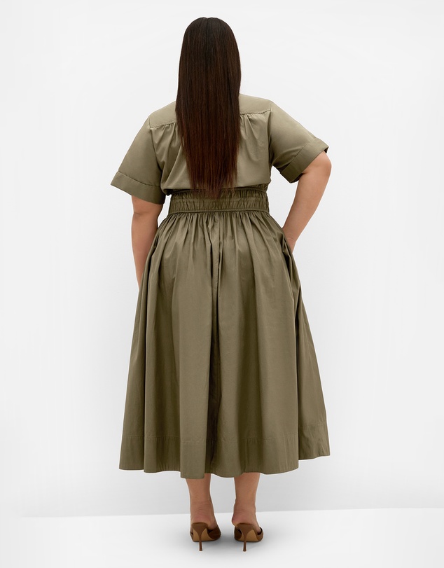City Chic - Plus size Lana Midi Shirt Dress - khaki