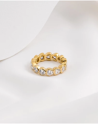 Wanderlust + Co - Heart Bezel 14K Gold Vermeil Ring