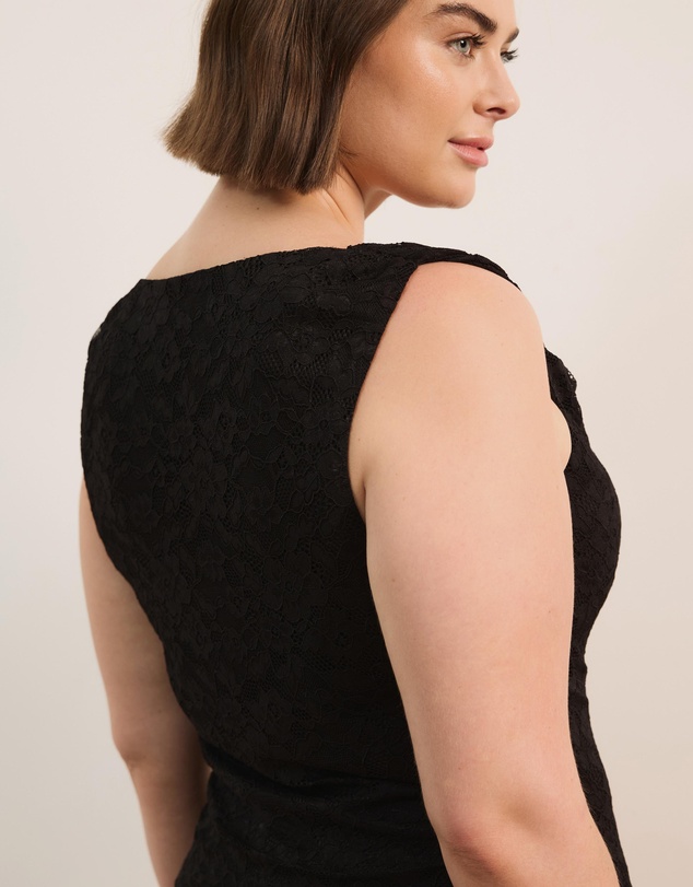 Atmos&Here Curvy - Lydia Cowl Neck Stretch Lace Top