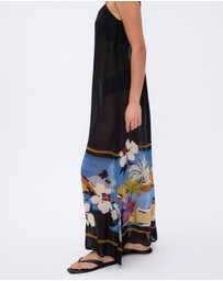 Minima Esenciales - Moonlit Palms Sheer Maxi Dress with Detachable Skirt