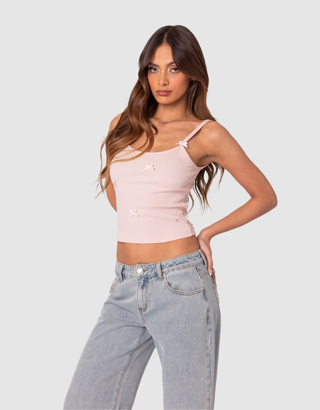 EDIKTED - Emilia ribbed bow tank top