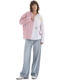 THE TALES - Half n Half Illustrated Soleil Stripe Shirt