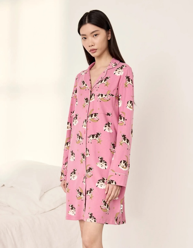 Chelsea Peers - Organic Cotton Cows On Moon Night Shirt