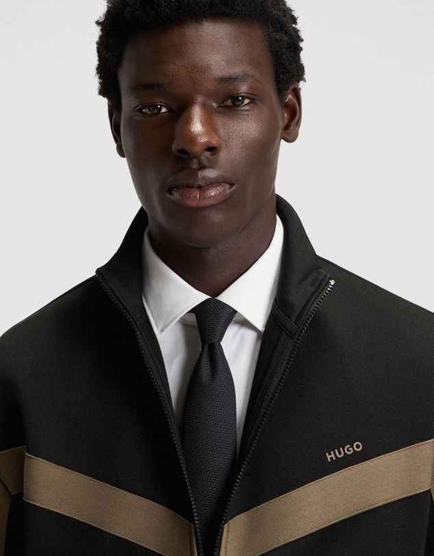 HUGO - Relaxed-Fit Zip-up Sweatshirt With Chevron Tape
