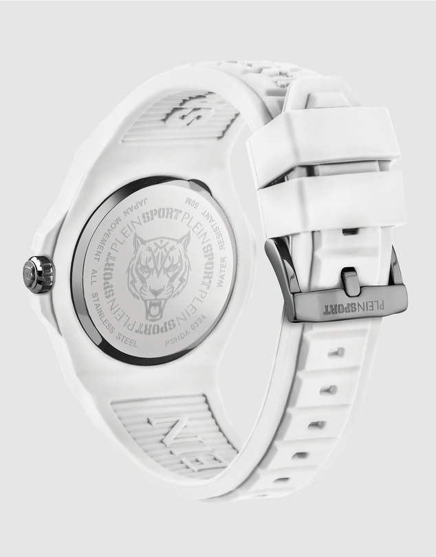 Plein Sport - Plein Fearless 46mm White Dial and White Silicone strap