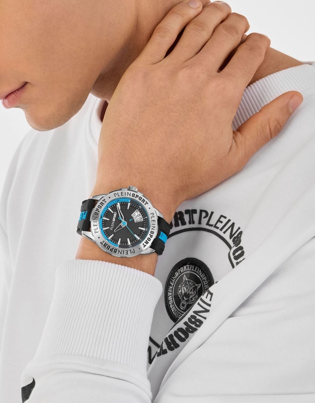 Plein Sport - PLEIN RAMPAGE 44mm Black dial and Black Blue Silicone strap