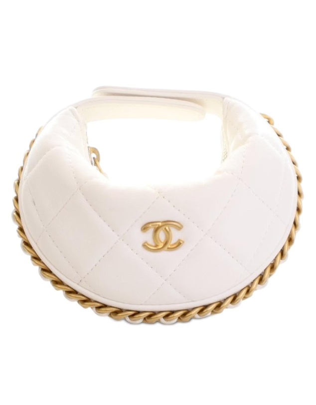 Pre-Loved by Azura Reborn - Pre-Loved Mini Shiny Crumpled Quilted Lambskin Chain Around Pouch