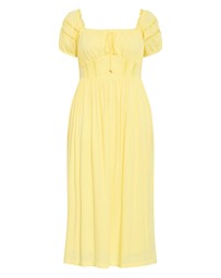 City Chic - Abbie Lace Trim Maxi Dress - lemon
