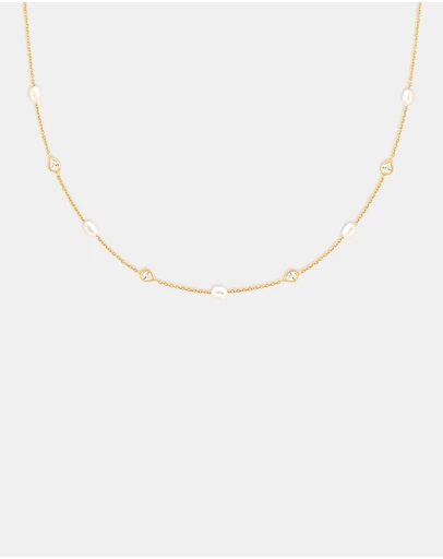 Astrid & Miyu - Cultured Pearl & Crystal Charm Necklace