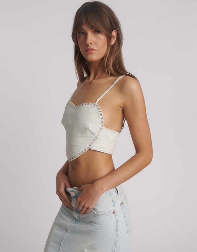 ONE TEASPOON - Denim Heart Backless Crop Top - Le Surf Blue