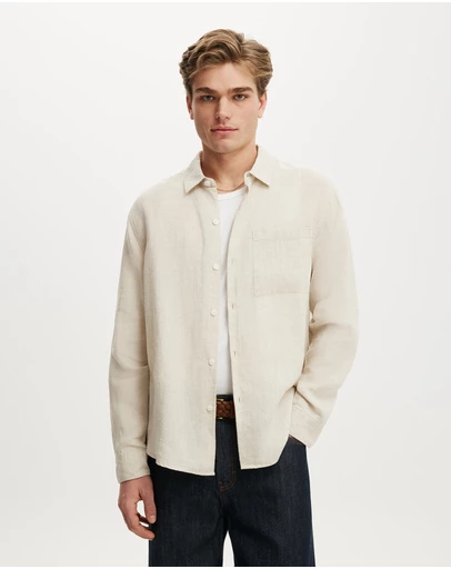 Cotton On - Relaxed Linen Long Sleeve Shirt