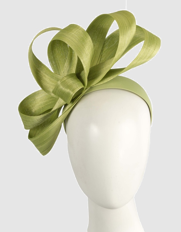 Fillies Collection - Lime Silk Abaca Loops Racing Fascinator