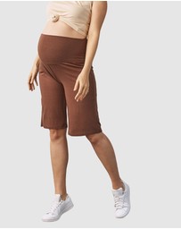 Angel Maternity - Maternity Wide Leg Bamboo Shorts - Chocolate