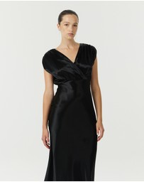 Third Form - Satin Cross Over Gather Dress